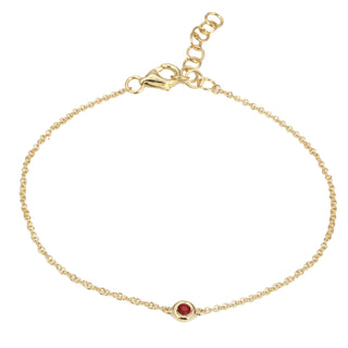 Bezel Ruby Charm Link Bracelet.