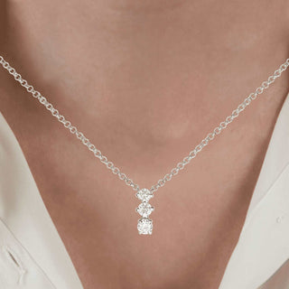 3 Diamond Stacked Float Necklace.