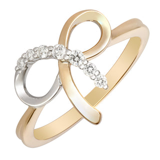 Two-tone Diamond Bow Ring.