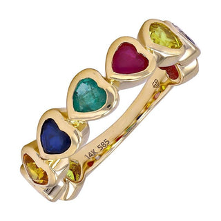 Color Gemstone Hearts Ring.