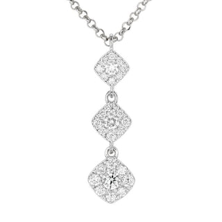 Cushion-Style Halo Stack Diamond Necklace.