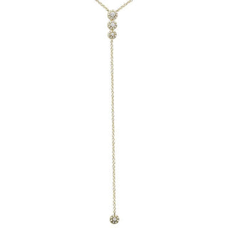 Diamond Halo Lariat Chain Necklace.