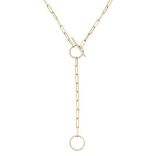 Lariat Boyfriend Chain Paper Clip Toggle Necklace.