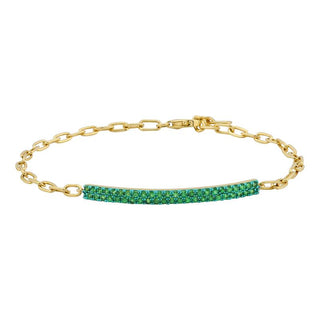 Rhodium Gemstone Gold Link Bracelet.