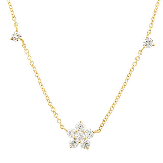 Dainty Station Flower Charm Necklace.