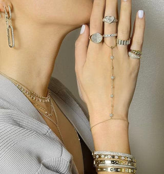 Gold Link Diamond Earrings.