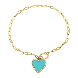 Heart Stone Charm Paper Link Bracelet.