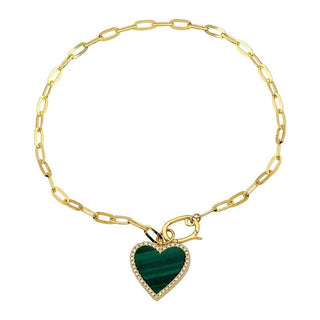 Heart Stone Charm Paper Link Bracelet.