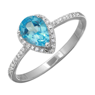 Diamond Tanzanite Pear Engagement Ring.