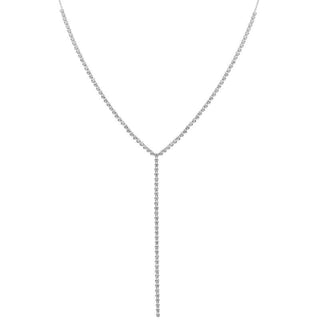 Crown Prong Diamond Tennis Y Chain Necklace.